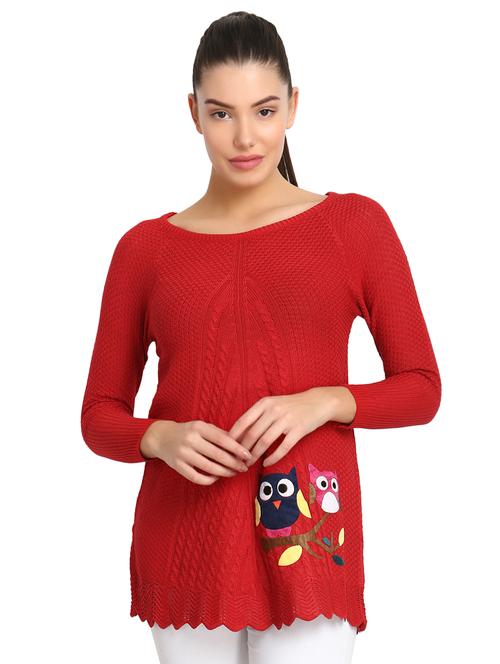 boat neck applique pullover - 16710626 - Standard Image - 1