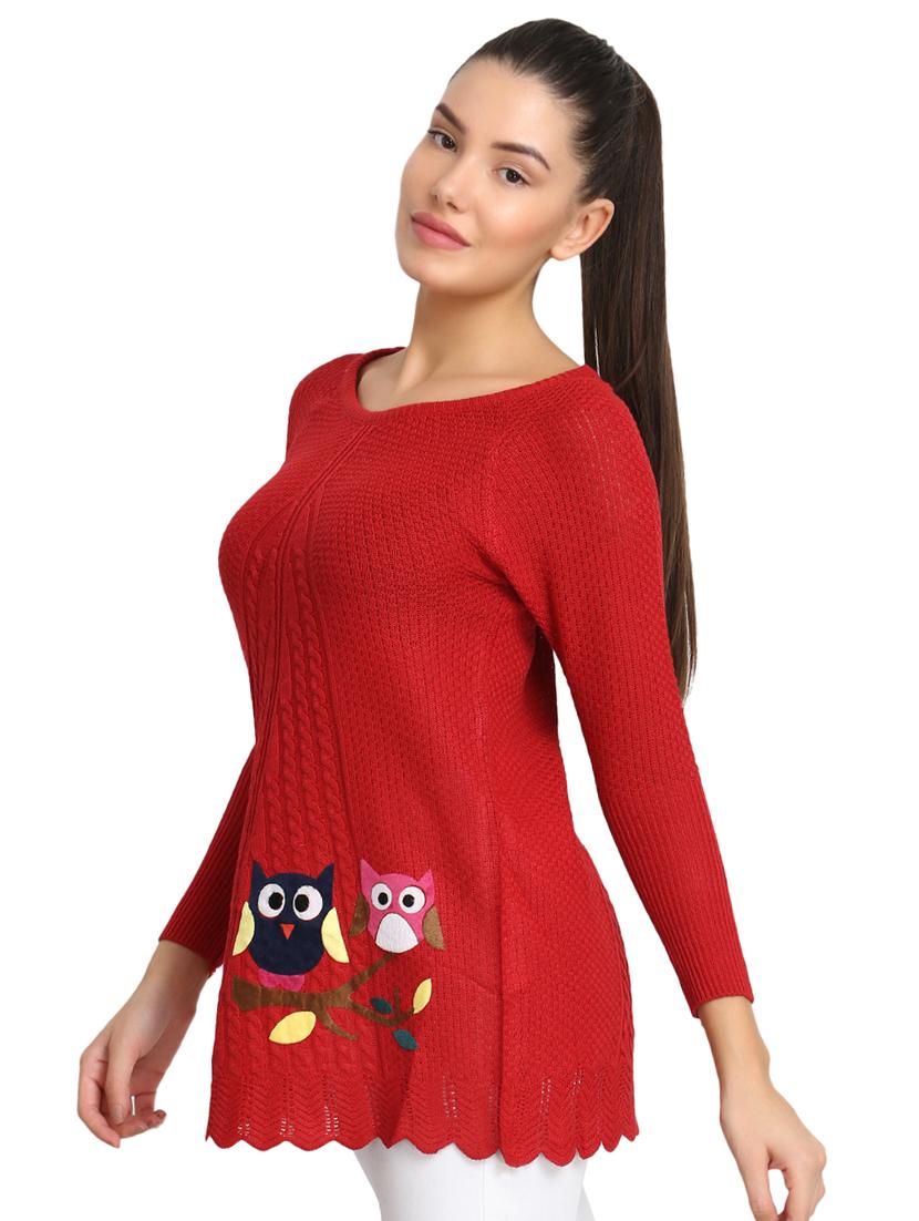 boat neck applique pullover - 16710626 - Zoom Image - 2