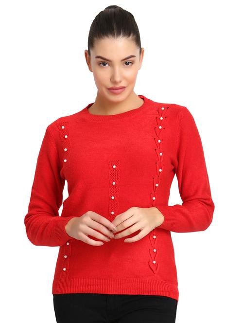 pearl embellished round neck pullover - 16710639 - Standard Image - 1