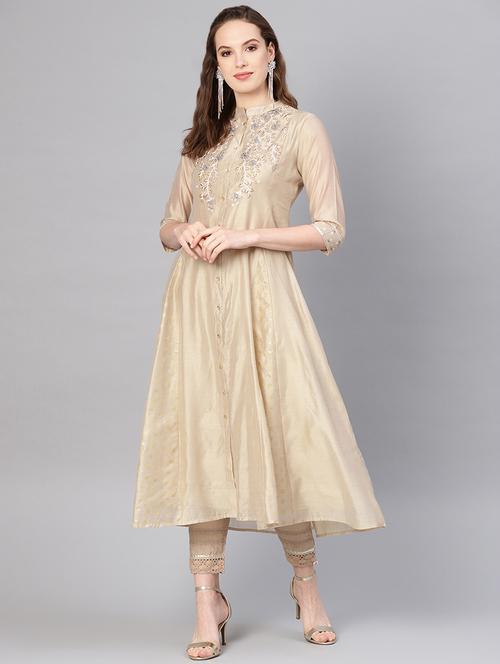pastel embroidered layered kurta - 16710648 - Standard Image - 1