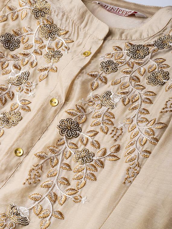 pastel embroidered layered kurta - 16710648 - Zoom Image - 4