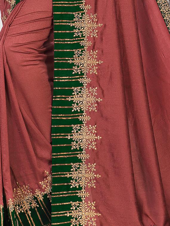 solid embroidered saree with blouse - 16710670 - Zoom Image - 2