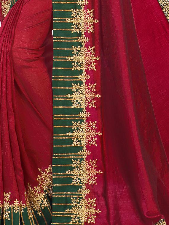 solid bordered saree with blouse - 16710672 - Zoom Image - 2