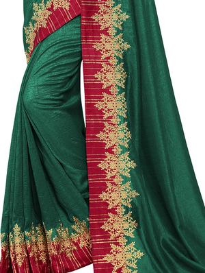 solid bordered saree with blouse - 16710681 - Standard Image - 2
