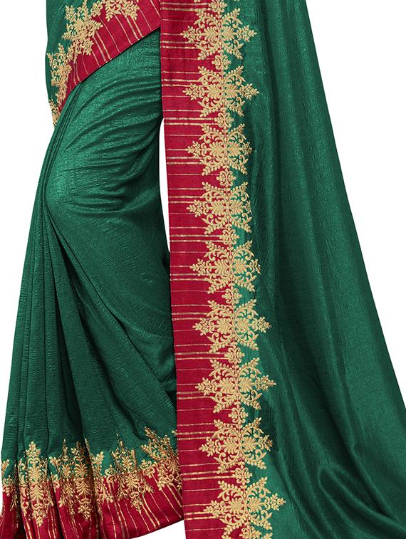 solid bordered saree with blouse - 16710681 - Zoom Image - 2