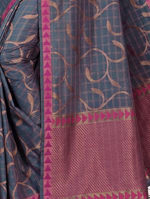 checkered banarasi saree with blouse - 16710686 - Standard Image - 2