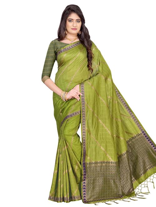checkered banarasi saree with blouse - 16710688 - Standard Image - 1