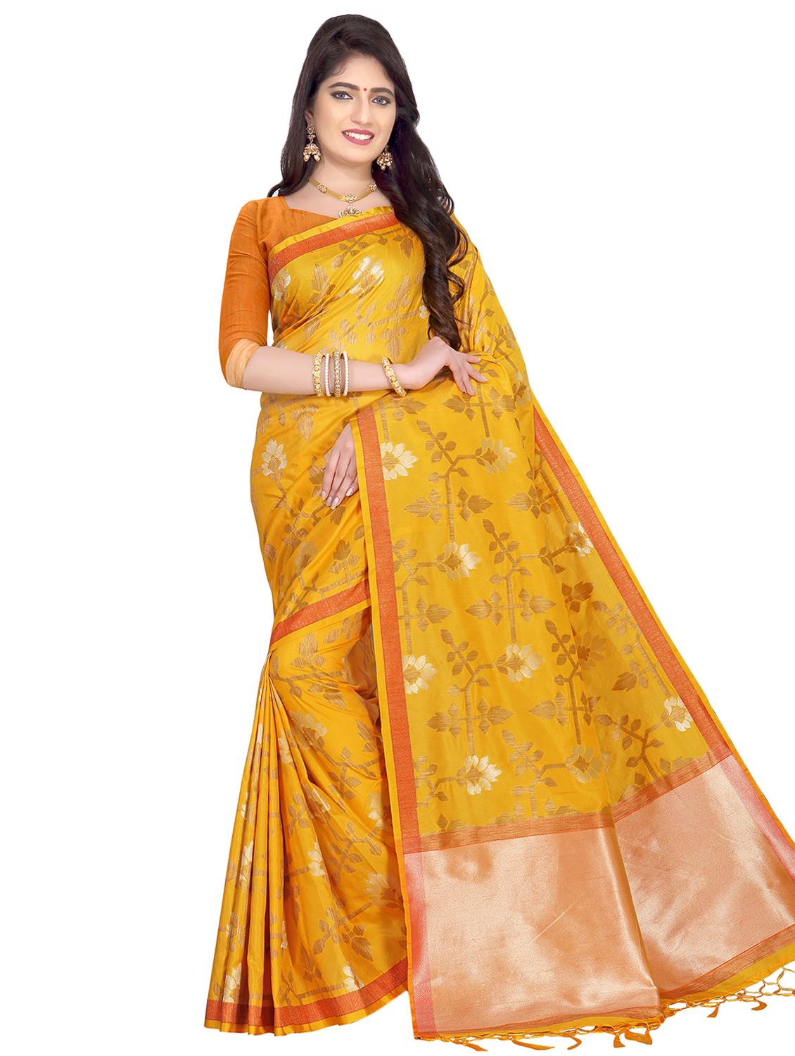 floral banarasi saree with blouse - 16710693 - Zoom Image - 1