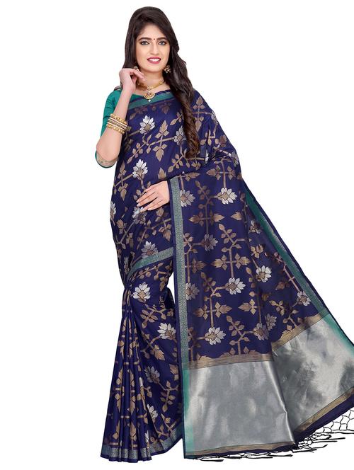 floral banarasi saree with blouse - 16710694 - Standard Image - 1