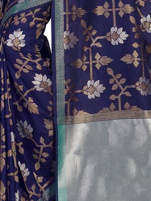 floral banarasi saree with blouse - 16710694 - Standard Image - 2