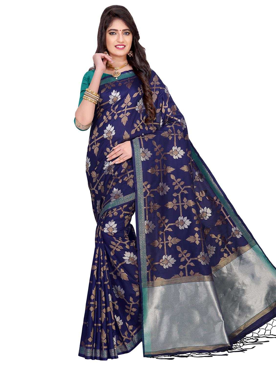 floral banarasi saree with blouse - 16710694 - Zoom Image - 1