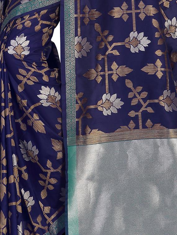 floral banarasi saree with blouse - 16710694 - Zoom Image - 2