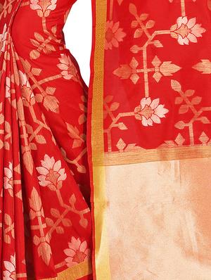 floral banarasi saree with blouse - 16710695 - Standard Image - 2