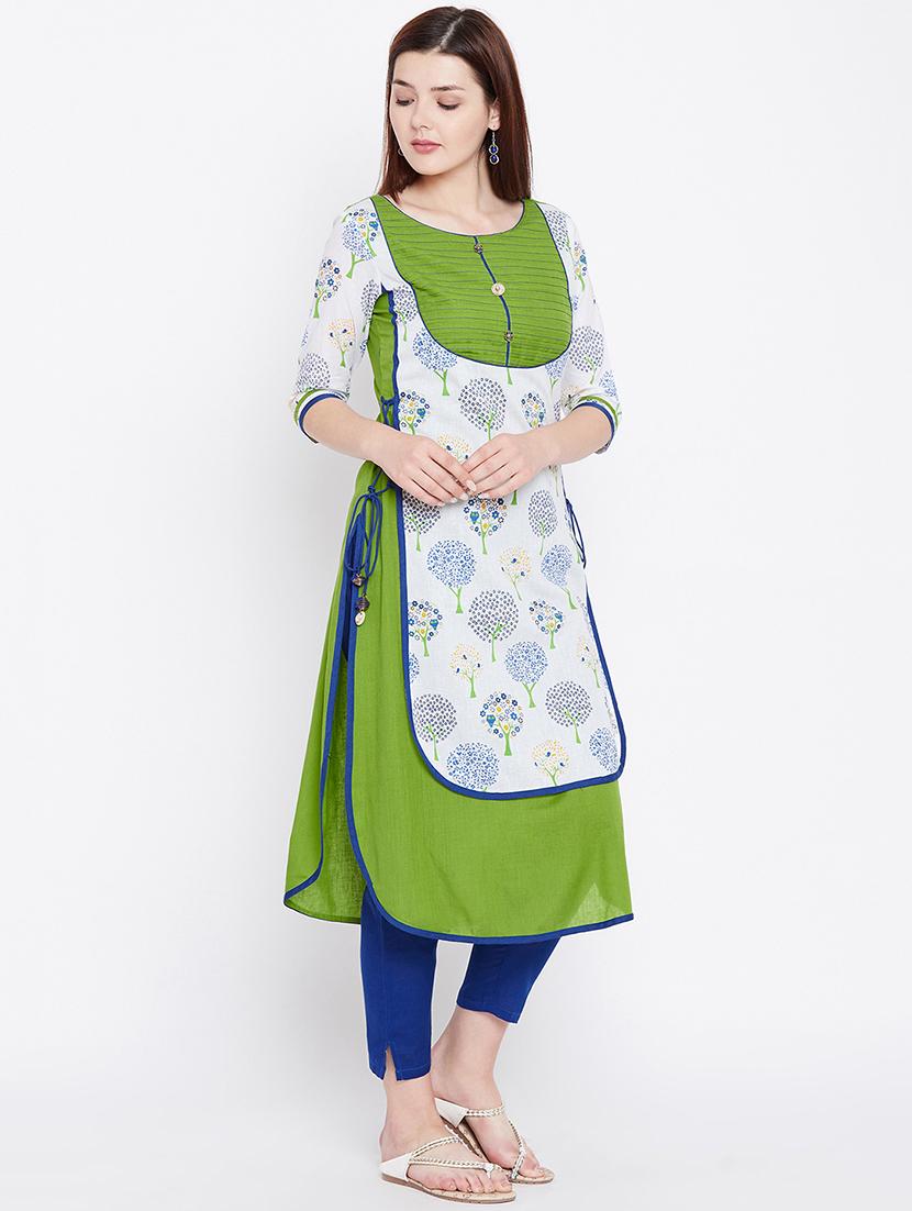 floral printed layered kurta - 16710701 - Zoom Image - 2