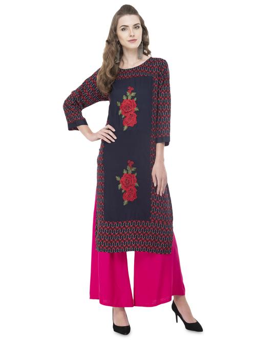 embroidered straight kurta - 16710718 - Standard Image - 1