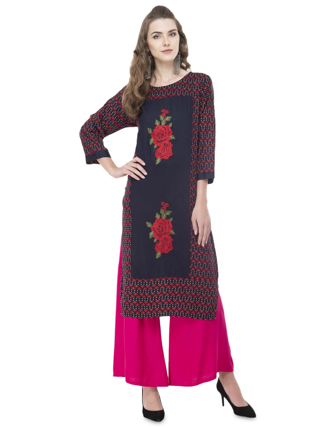 embroidered straight kurta - 16710718 - Zoom Image - 1
