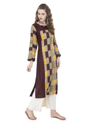 check print straight kurta - 16710720 - Standard Image - 2