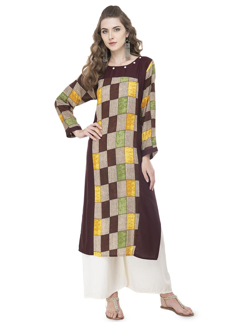 check print straight kurta - 16710720 - Zoom Image - 1