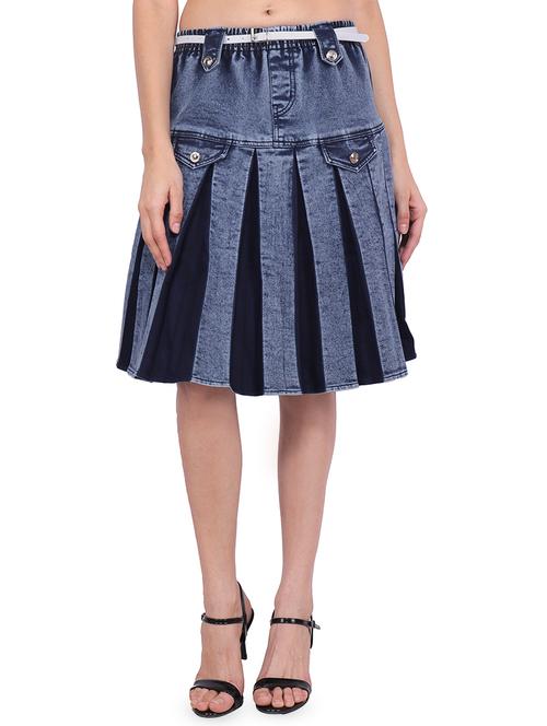 high rise pleated denim skirt - 16710756 - Standard Image - 1