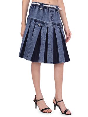 high rise pleated denim skirt - 16710756 - Standard Image - 2