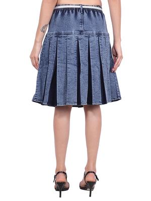 high rise pleated denim skirt - 16710756 - Standard Image - 3