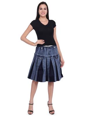 high rise pleated denim skirt - 16710756 - Standard Image - 4