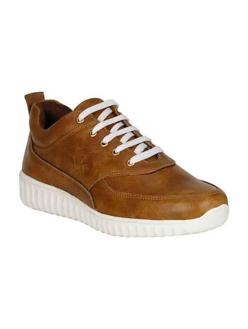 tan leatherette lace up shoes - 16710769 - Standard Image - 1