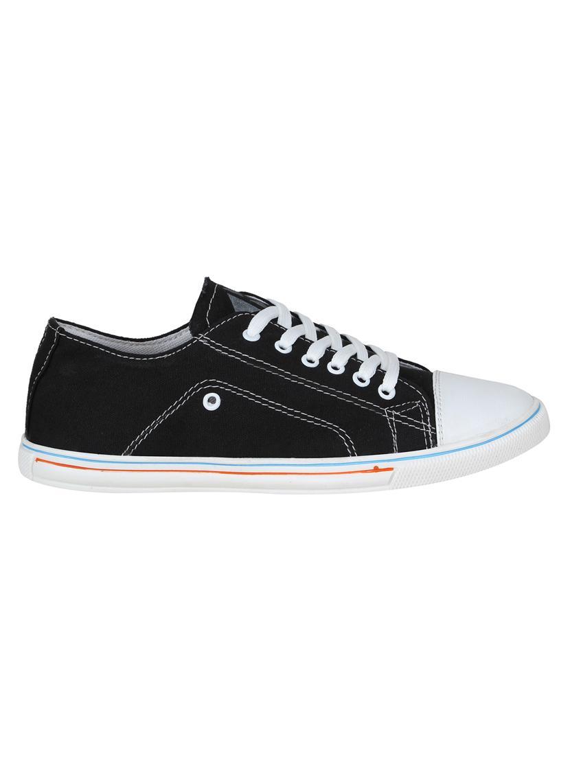 black canvas lace up sneakers - 16710780 - Zoom Image - 2