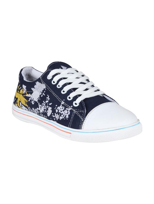 navy canvas lace up sneakers - 16710791 - Standard Image - 1