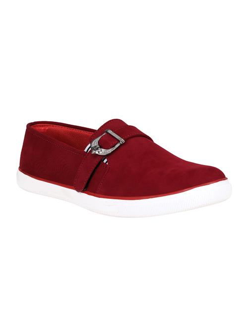 maroon letaherette slipons - 16710811 - Standard Image - 1