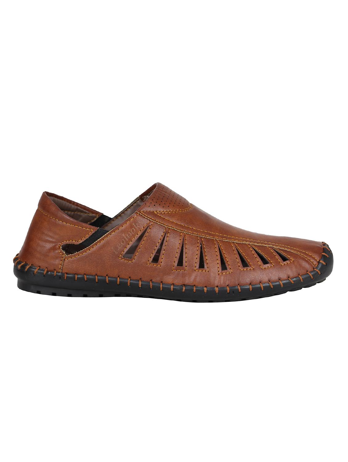 tan leatherette slip on sandals - 16710838 - Zoom Image - 2
