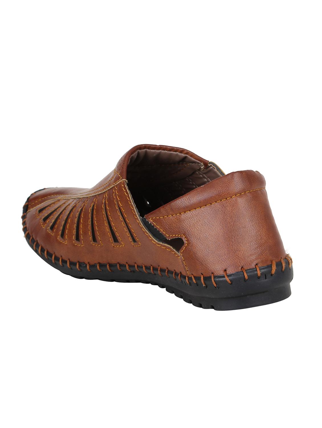 tan leatherette slip on sandals - 16710838 - Zoom Image - 3