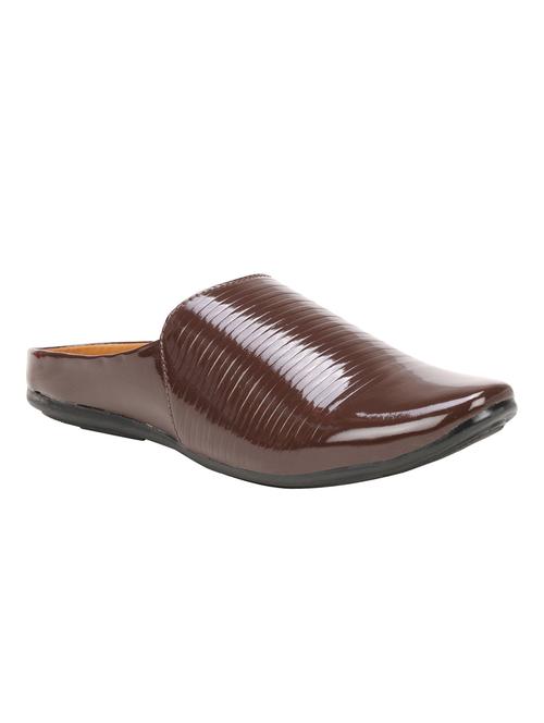 brown patent leather slip on mules - 16710853 - Standard Image - 1