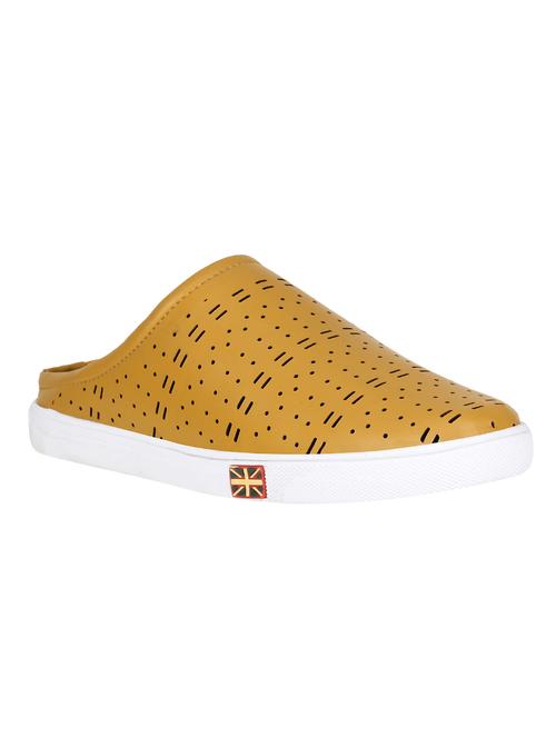 yellow leatherette slip on mules - 16710872 - Standard Image - 1