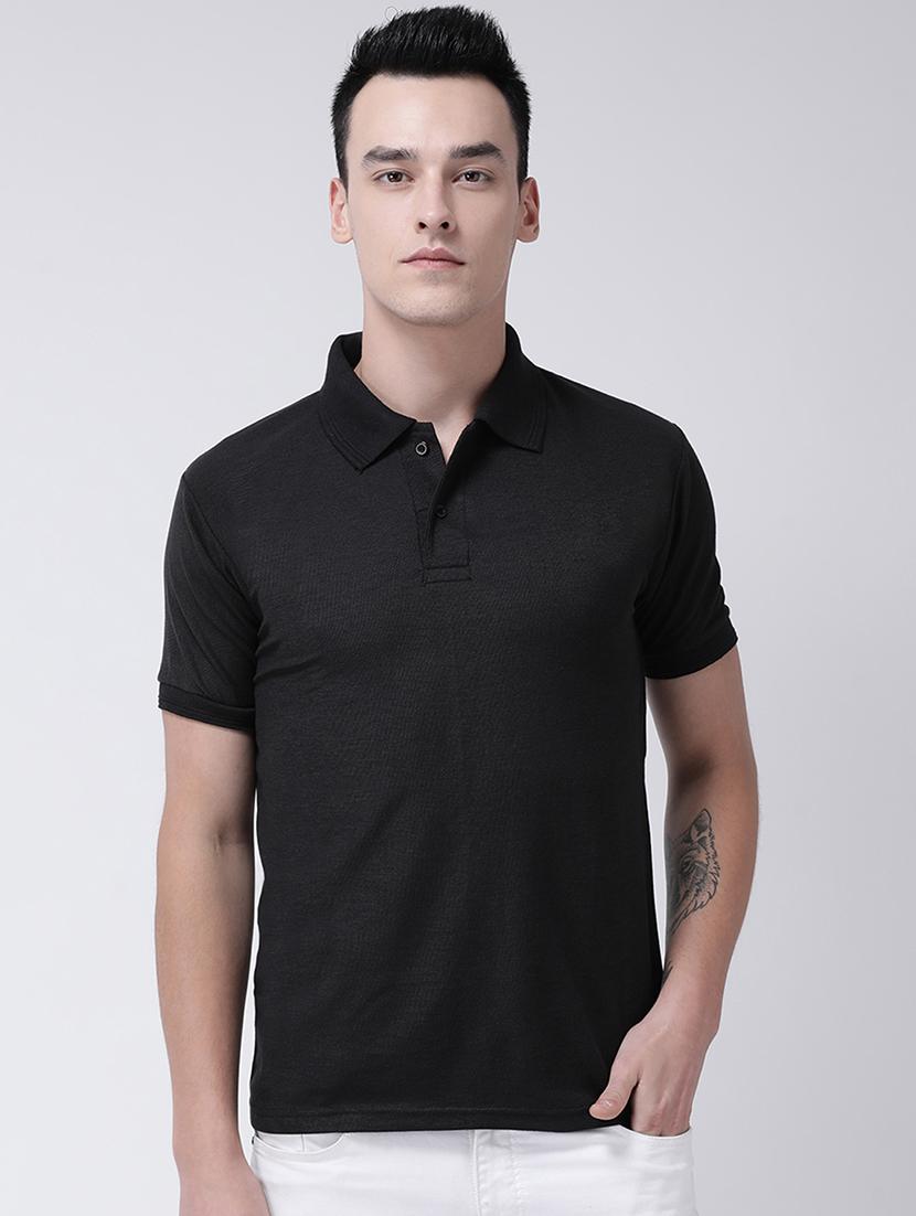 black solid polo t-shirt - 16711097 - Zoom Image - 1