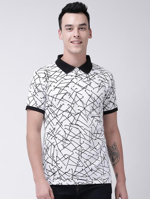 white front printed polo t-shirt - 16711104 - Standard Image - 1