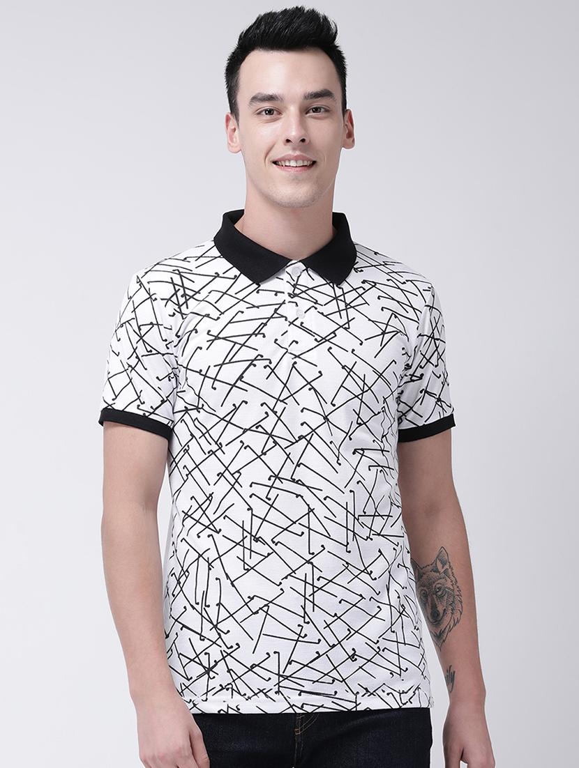 white front printed polo t-shirt - 16711104 - Zoom Image - 1