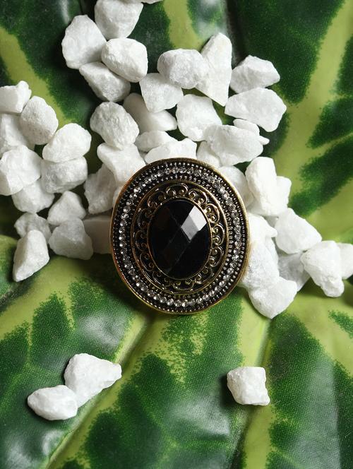 black gold plated finger ring - 16711150 - Standard Image - 1