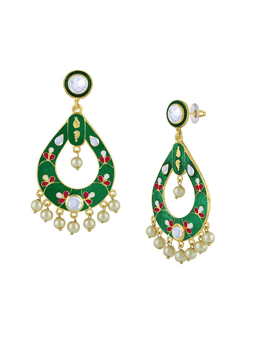 green metal drop earring - 16711438 - Zoom Image - 2