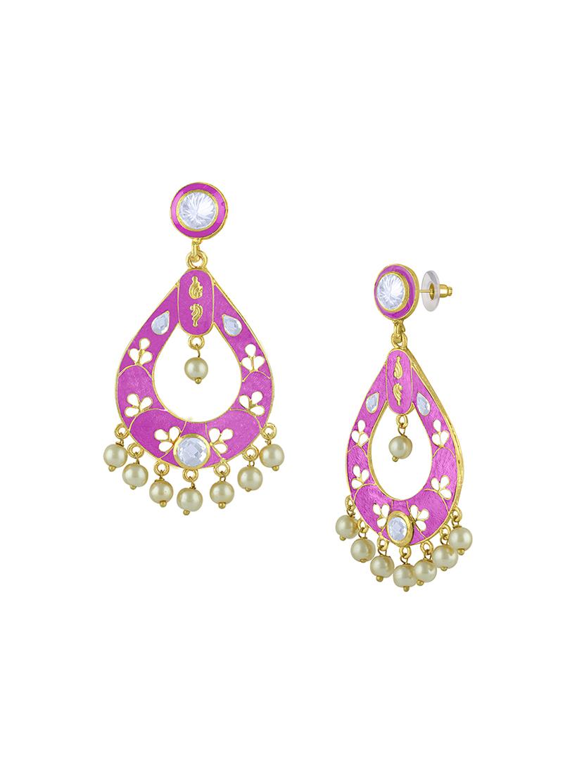 pink gold tone metal drop earring - 16711439 - Zoom Image - 2