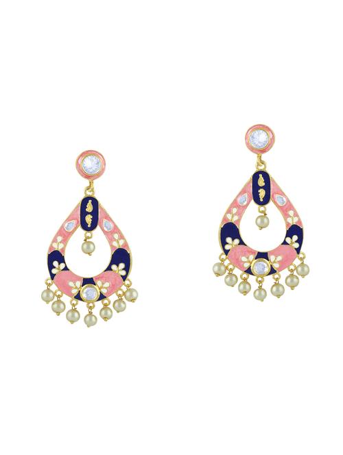 pink gold tone metal drop earring - 16711440 - Standard Image - 1