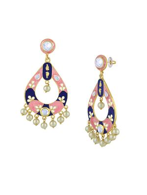pink gold tone metal drop earring - 16711440 - Standard Image - 2