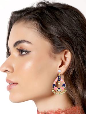 pink gold tone metal drop earring - 16711440 - Standard Image - 3
