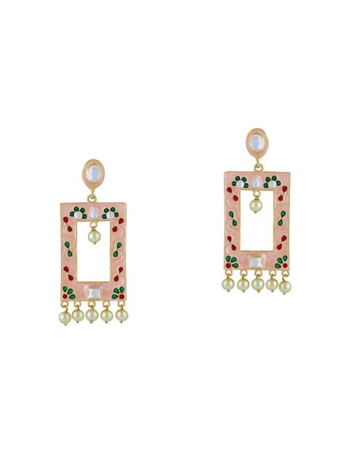 pink metal drop earring - 16711443 - Standard Image - 1