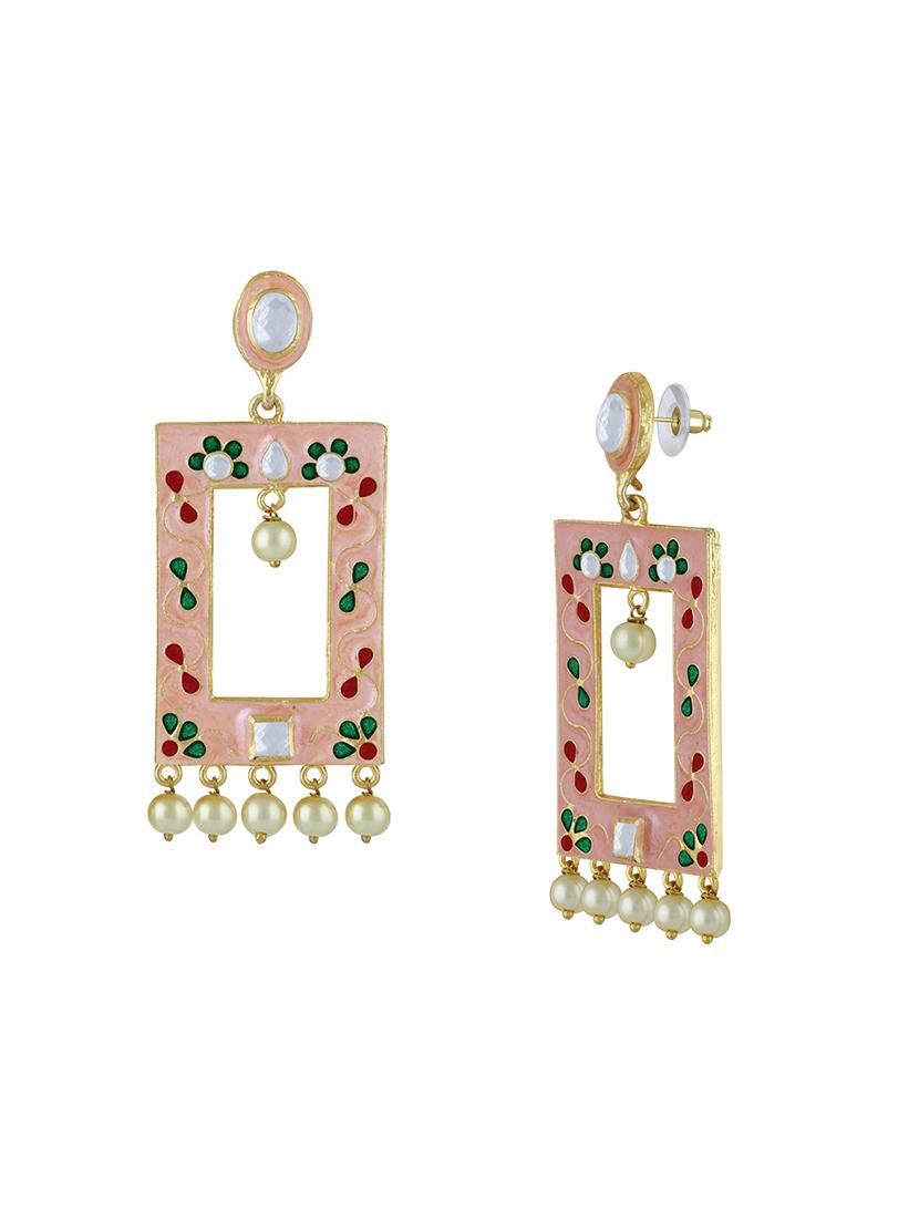 pink metal drop earring - 16711443 - Zoom Image - 2