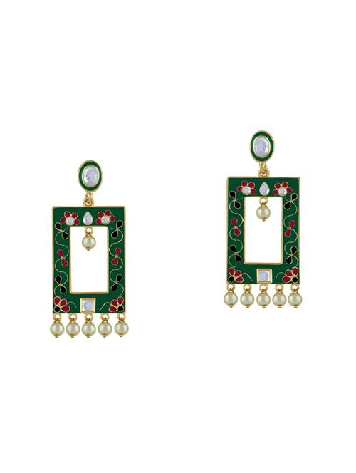 green metal drop earring - 16711444 - Standard Image - 1