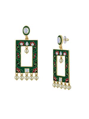 green metal drop earring - 16711444 - Standard Image - 2