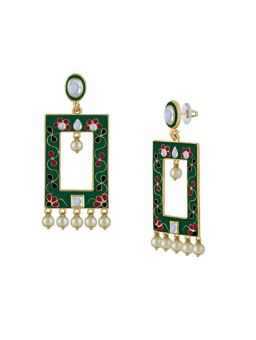 green metal drop earring - 16711444 - Zoom Image - 2