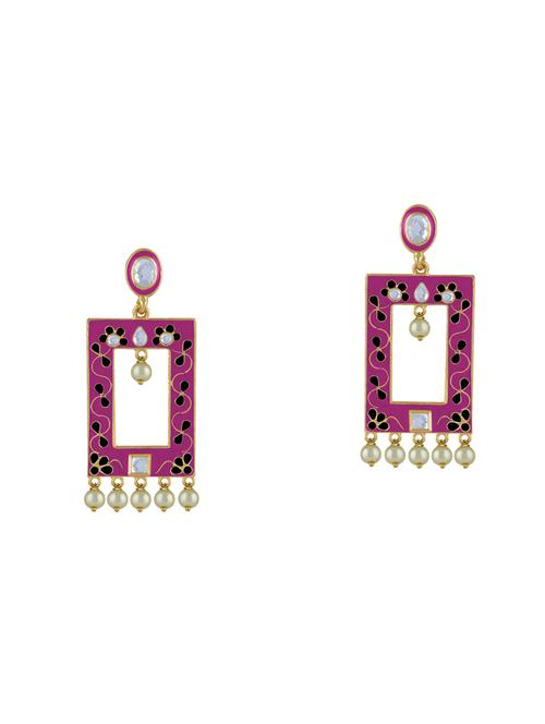 pink metal drop earring - 16711445 - Very Small Image - 1