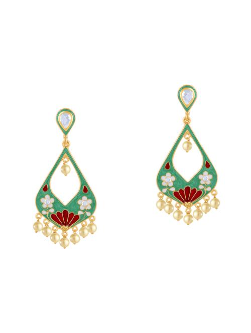 green metal drop earring - 16711446 - Standard Image - 1